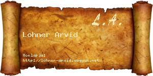 Lohner Arvid névjegykártya